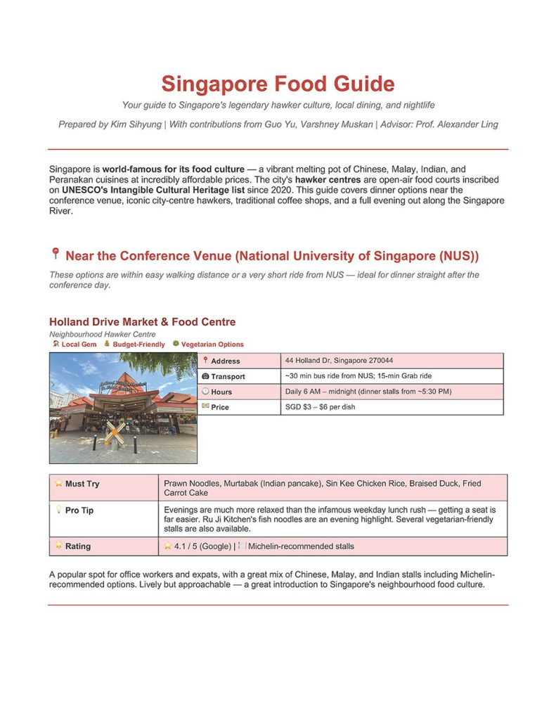 front page of CQT's Singapore food guide